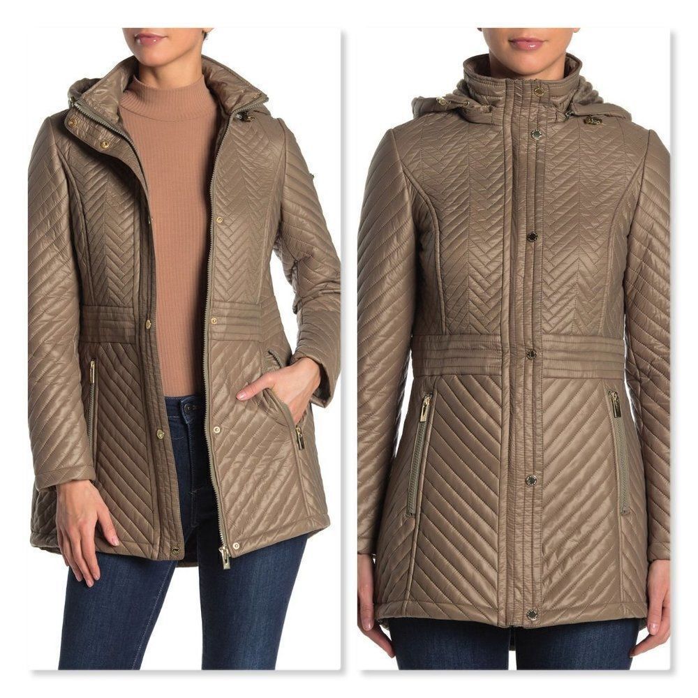 Via Spiga Quilted Hooded Anorak in Sage